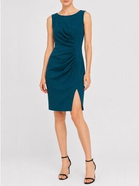 Calvin Klein Ruched Sheath Dress – Size 8 – Teal
